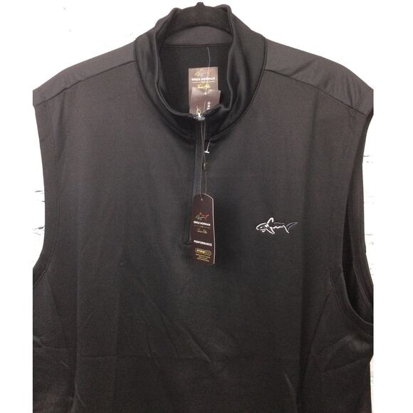 Greg Norman Tasso Elba Performance Hydrotech 1/4 Zip Lightweight Black Vest L - Picture 2 of 9